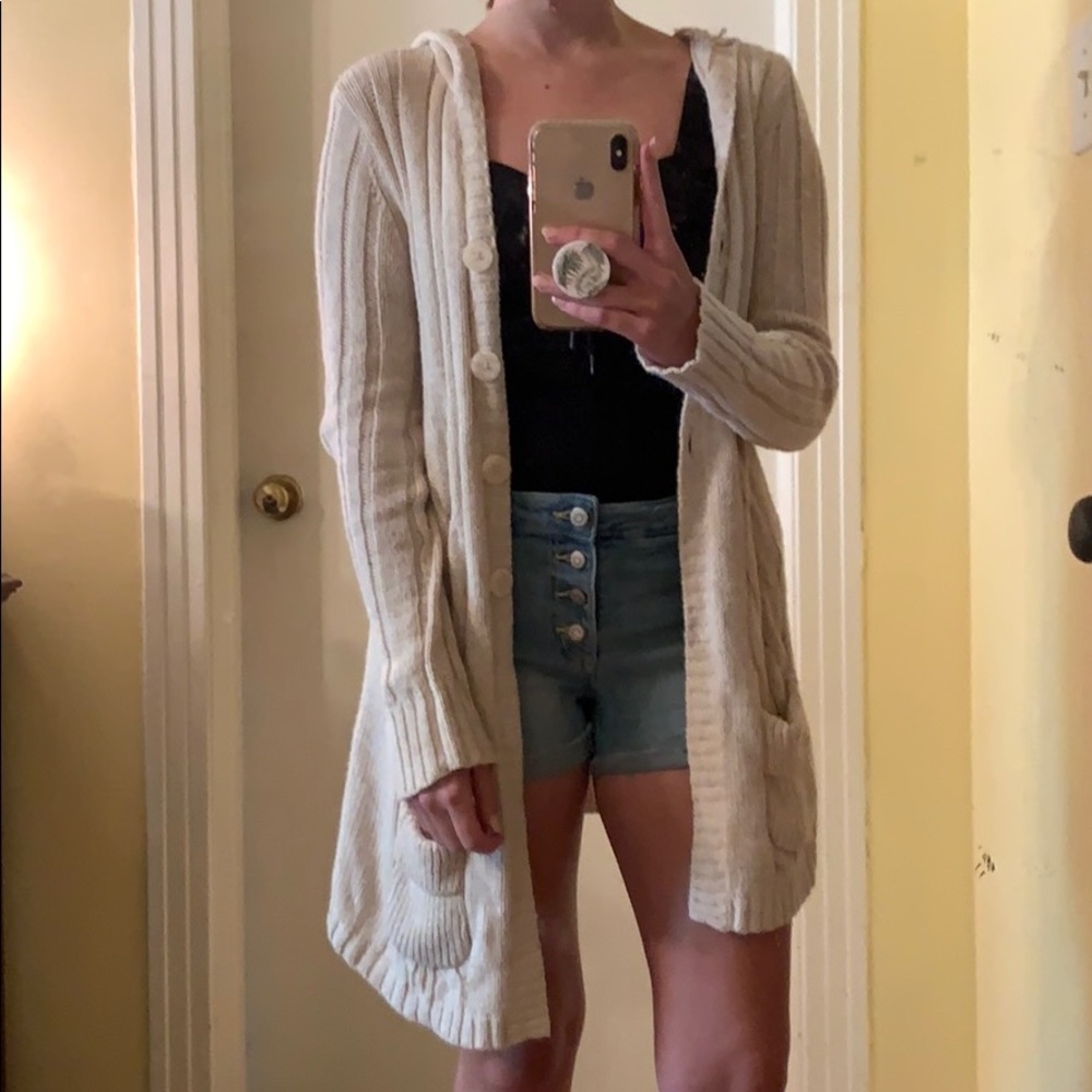 Trendy Cream Sweater Jacket